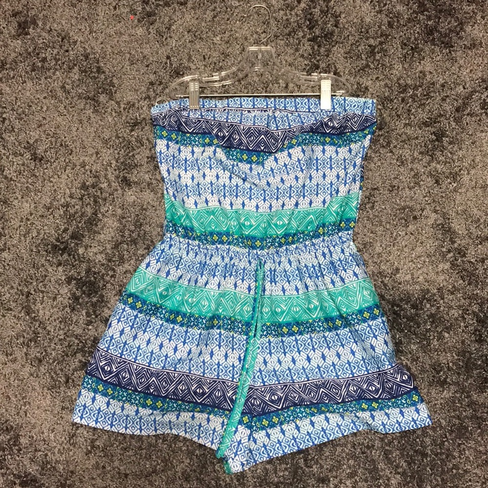 Blue and green romper